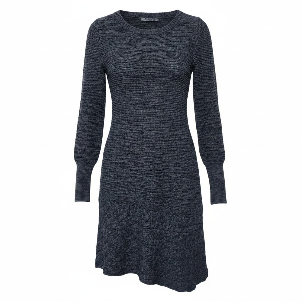 Prana‎ Felicia Tunic Dress Small Charcoal Grey Organic Cotton Asymmetrical Cable